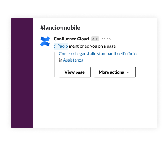 Utilizzare Confluence su Slack