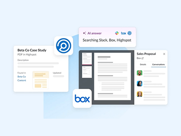一個畫面,顯示使用各種應用程式的 Slack 功能。