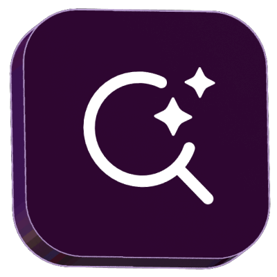 A square with rounded corners shows a magnifying glass icon.