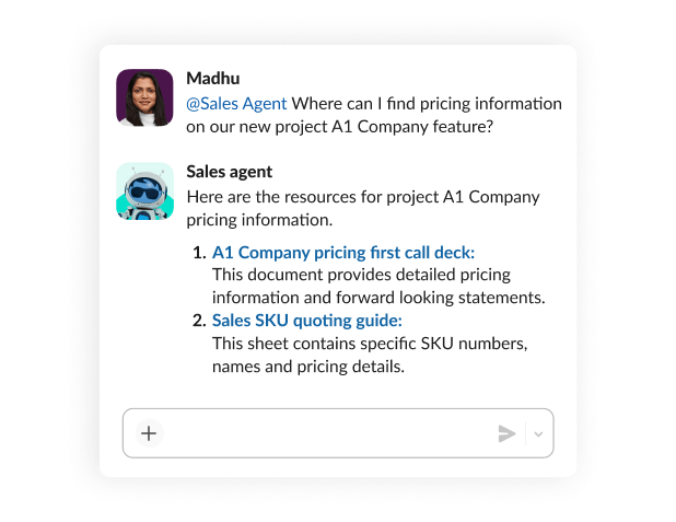 A conversation with an agent about pricing information for a project.
