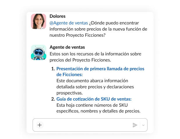 Una conversación con un agente sobre la información relativa a los precios de un proyecto.