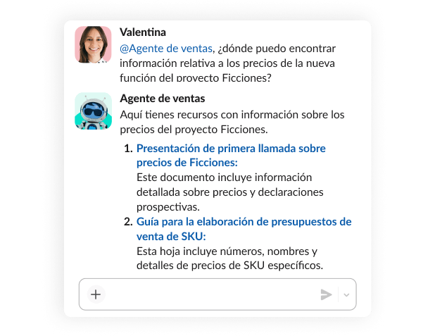 Una conversación con un agente sobre información relativa a precios para un proyecto.